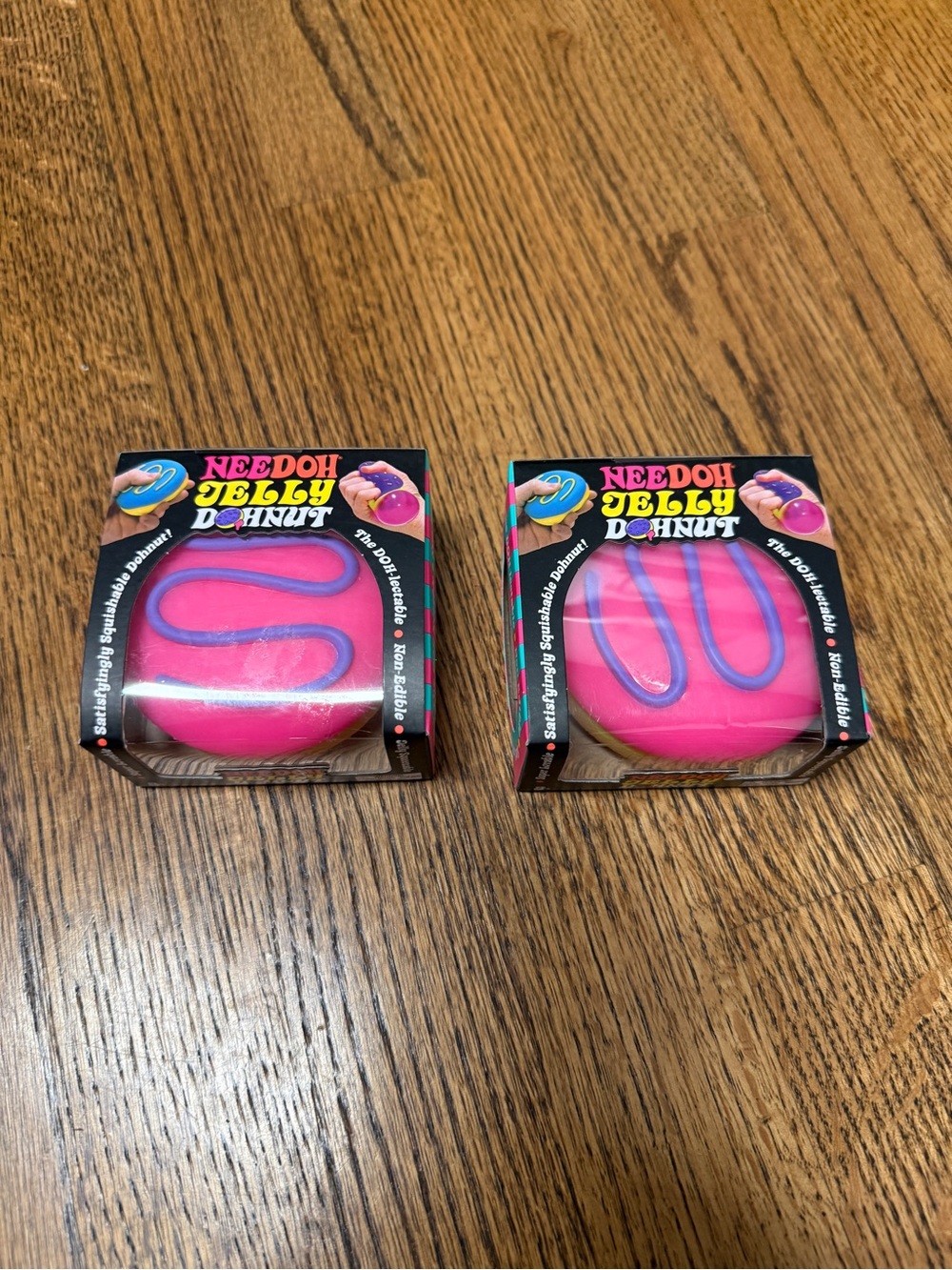 NEEDOH Jelly Donut Squeeze Toy - Pink with Blue Icing - Price is per donut